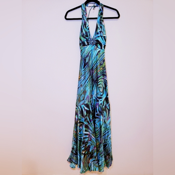Turquoise Halter Dress - Size 2 - Picture 1 of 10